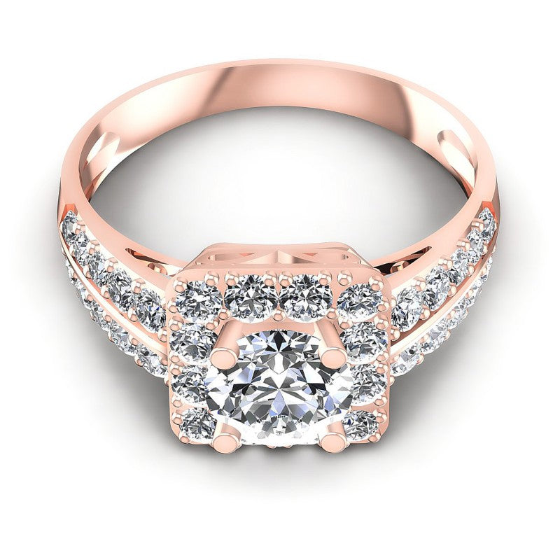 Round Diamonds 1.30CT Halo Ring in 18KT Yellow Gold