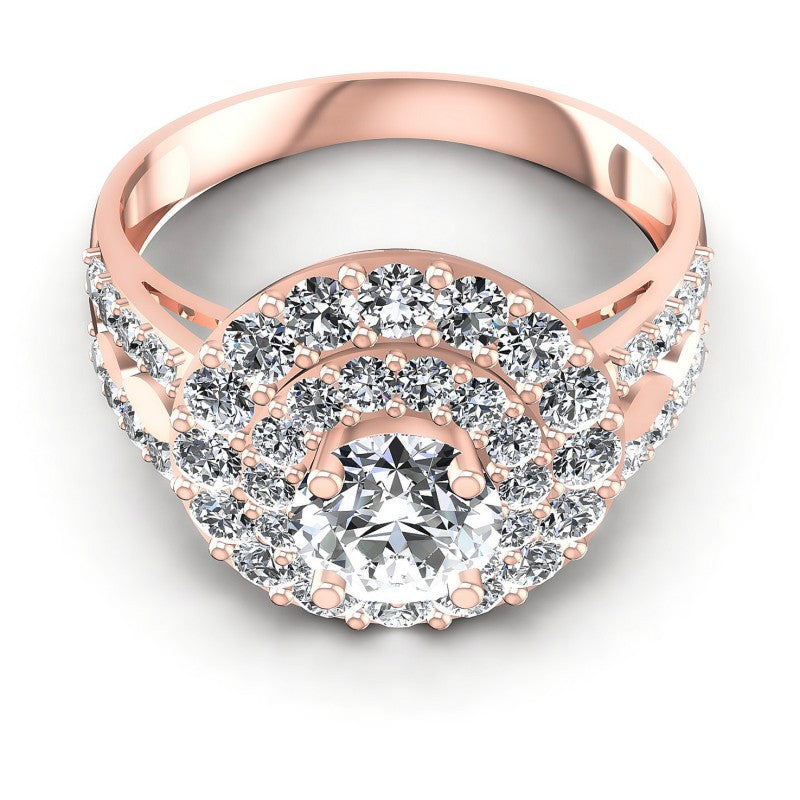 Round Diamonds 1.60CT Halo Ring in 18KT Yellow Gold