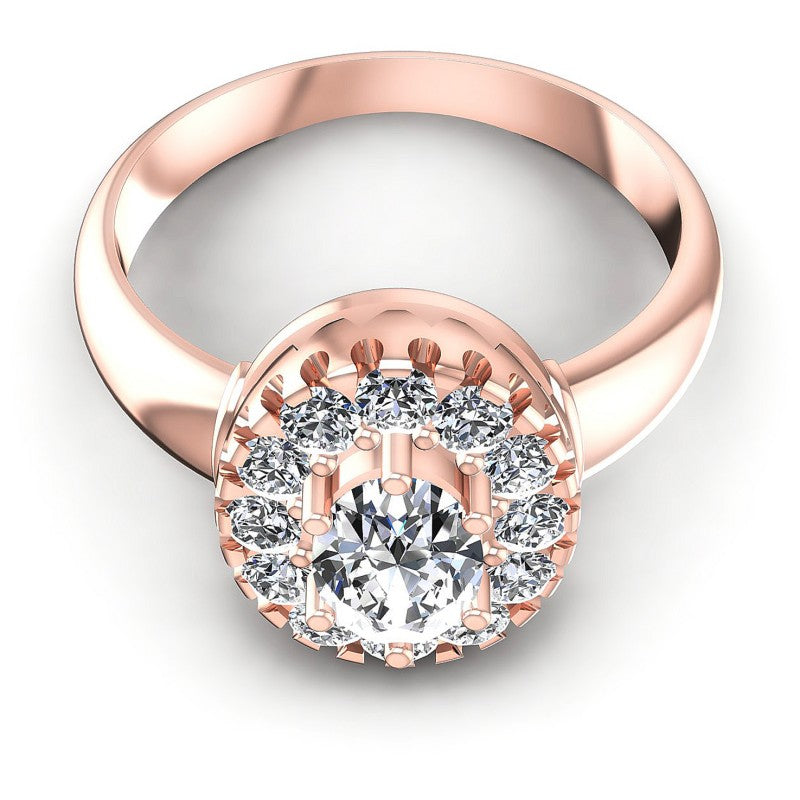Round and Oval Diamonds 0.85CT Halo Ring in 18KT Yellow Gold