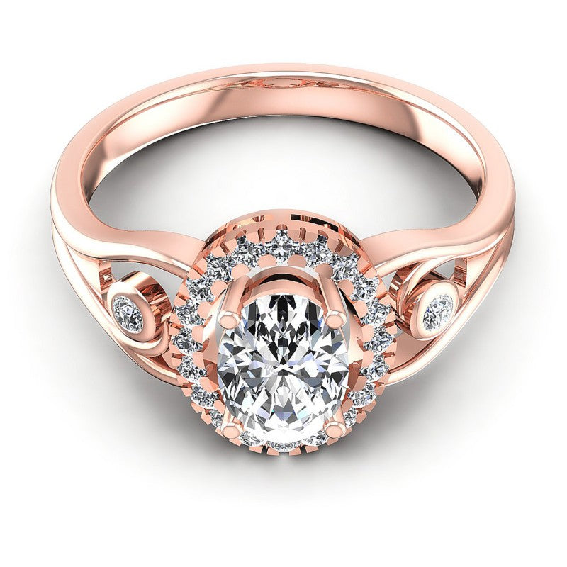 Round and Oval Diamonds 0.60CT Halo Ring in 18KT Yellow Gold