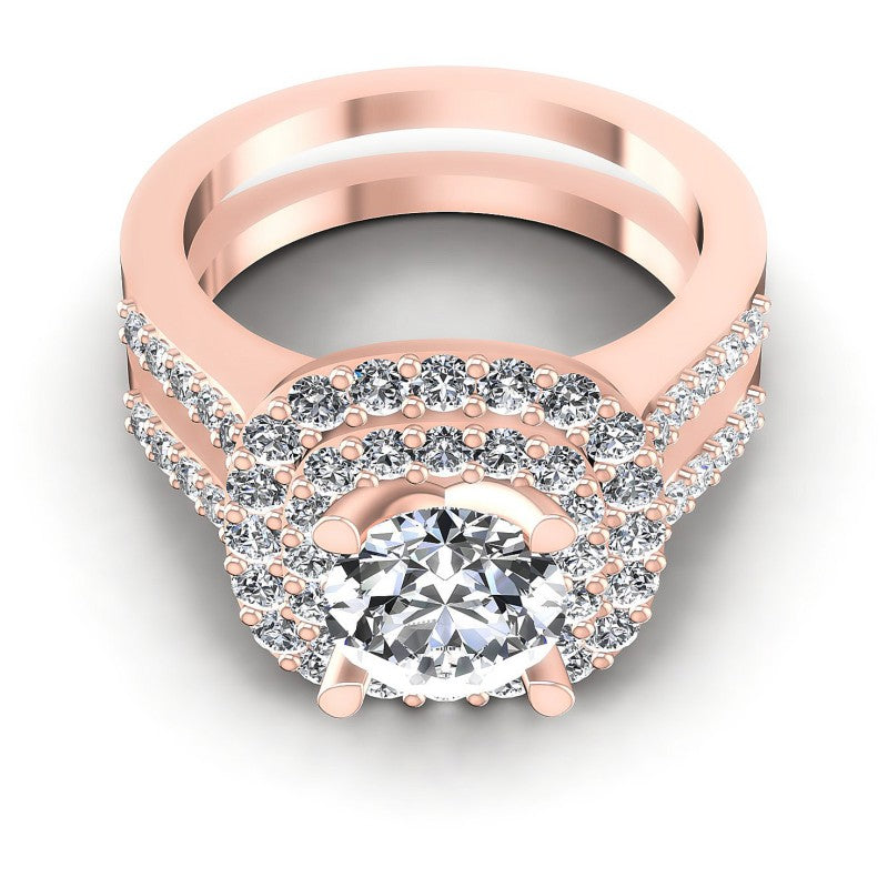 Round Diamonds 1.40CT Halo Ring in 18KT Yellow Gold