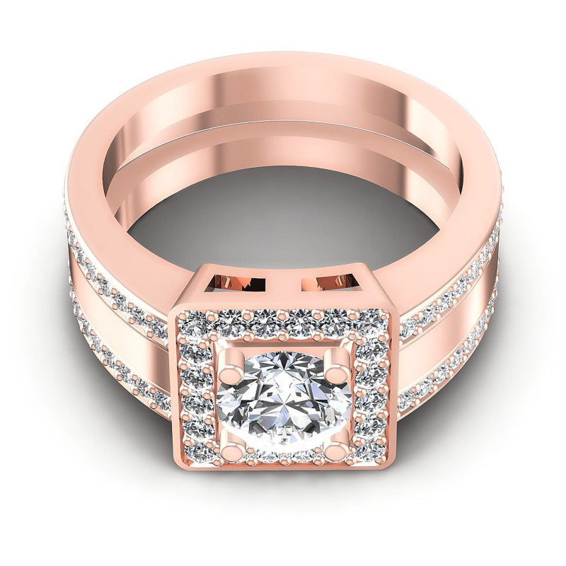 Round Diamonds 1.20CT Halo Ring in 18KT Yellow Gold