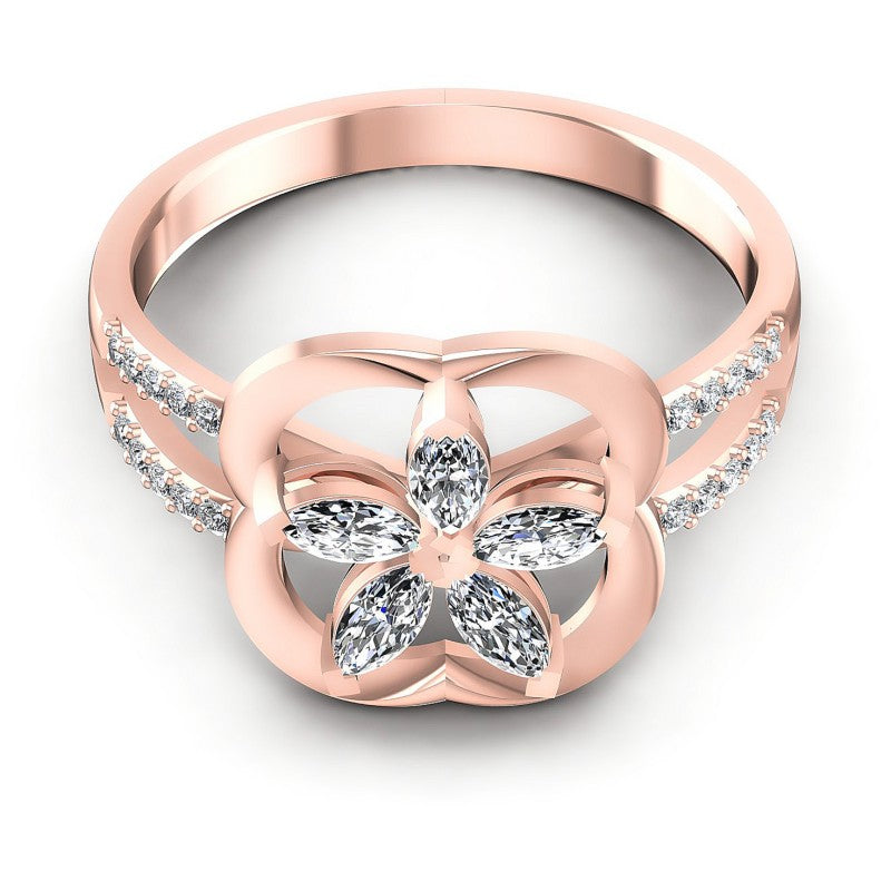 Round and Marquise Diamonds 0.40CT Fashion Ring in 18KT Yellow Gold