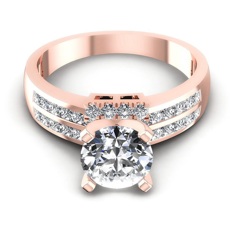 Princess and Round Diamonds 1.05CT Engagement Ring in 18KT Yellow Gold