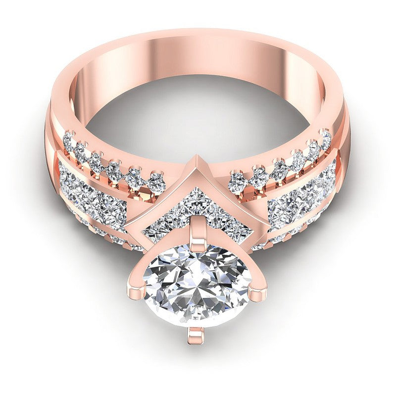 Princess and Round Diamonds 1.45CT Engagement Ring in 18KT Yellow Gold