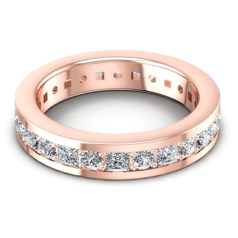 Princess and Round Diamonds 2.10CT Eternity Ring in 18KT Yellow Gold
