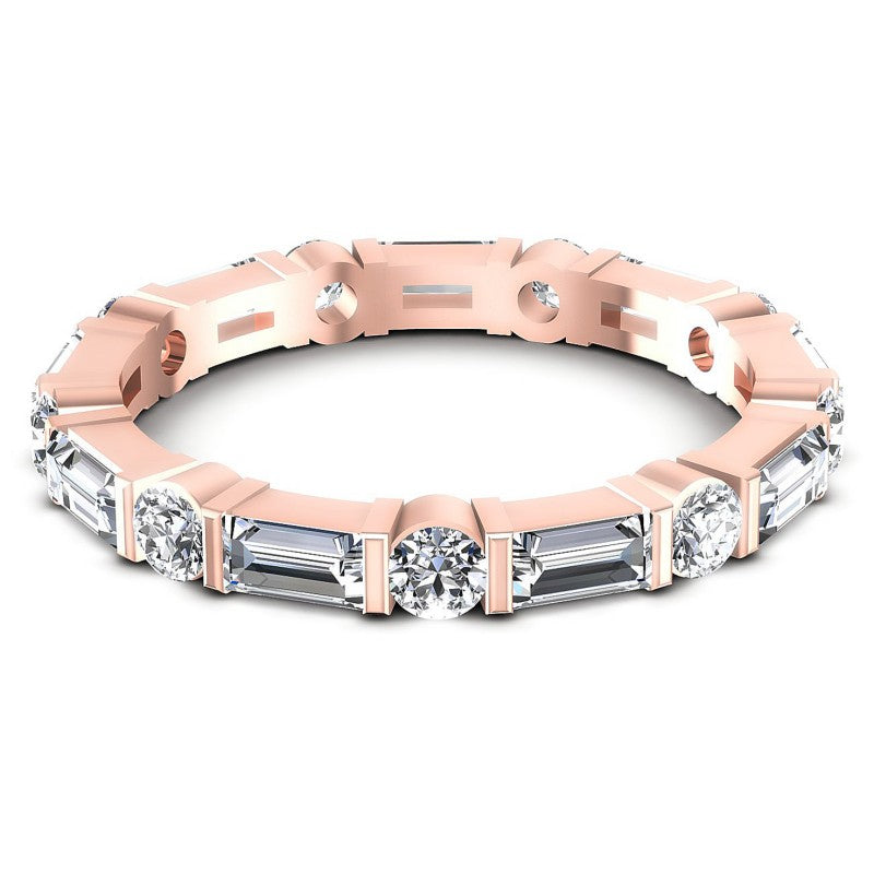 Baguette and Round Diamonds 1.55CT Eternity Ring in 18KT Yellow Gold