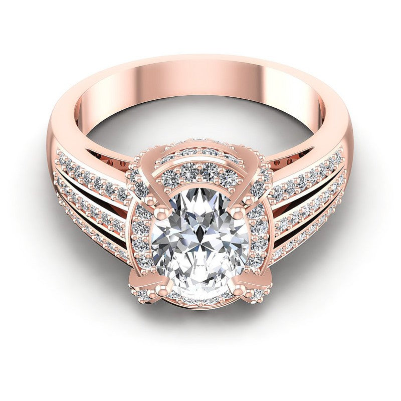 Round and Oval Diamonds 1.85CT Halo Ring in 18KT Yellow Gold