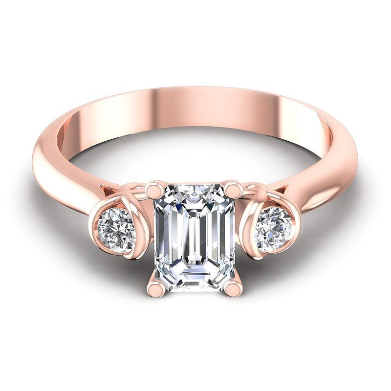Round and Emerald Diamonds 0.80CT Three Stone Ring in 18KT Yellow Gold