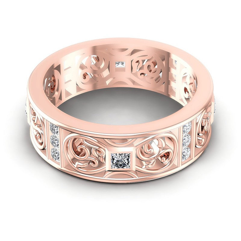 Princess and Round Diamonds 1.10CT Diamonds Wedding Band in 18KT Yellow Gold