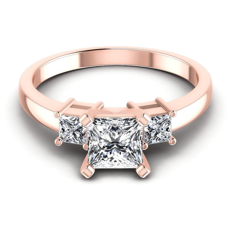 Princess Diamonds 1.00CT Three Stone Ring in 18KT Yellow Gold