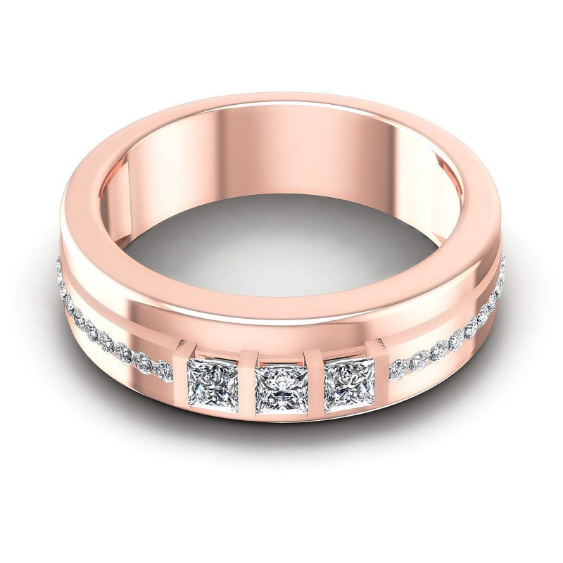 Princess and Round Diamonds 0.45CT Diamonds Wedding Band in 18KT Yellow Gold