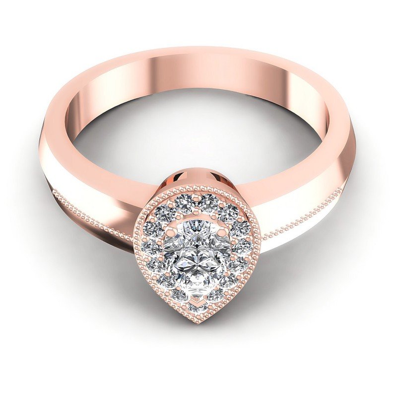 Round and Pear Diamonds 0.50CT Antique Ring in 18KT Yellow Gold