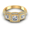 Princess and Round Diamonds 1.55CT Antique Ring in 14KT Yellow Gold