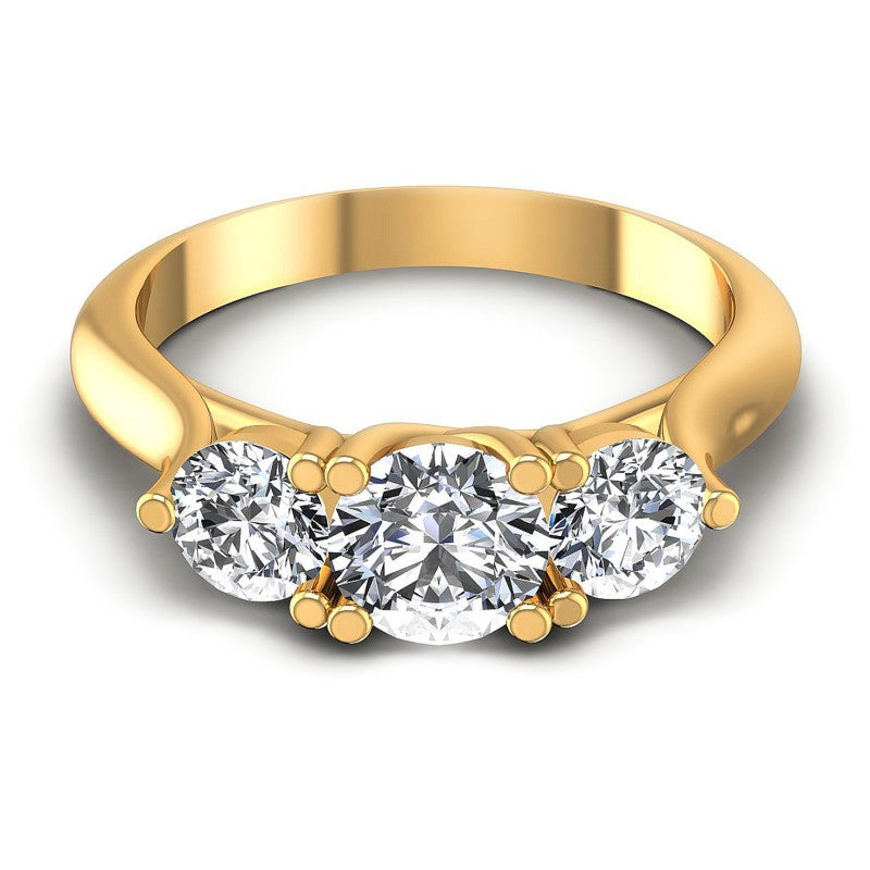 Round Diamonds 1.40CT Three Stone Ring in 14KT Yellow Gold