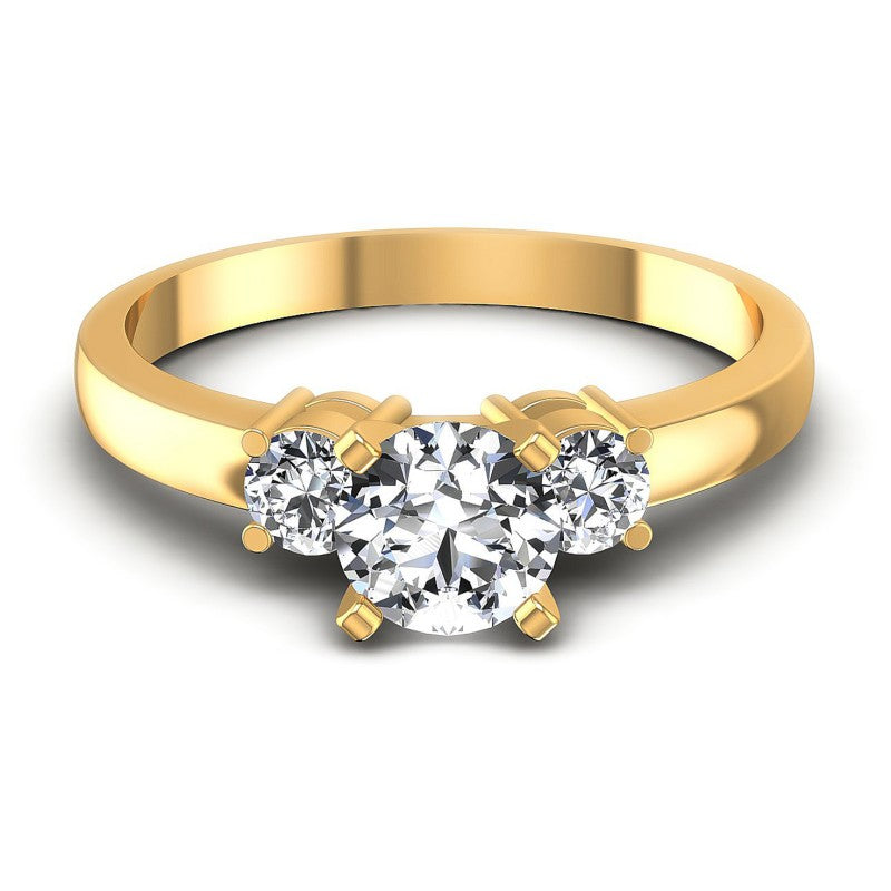 Round Diamonds 0.70CT Three Stone Ring in 14KT Yellow Gold