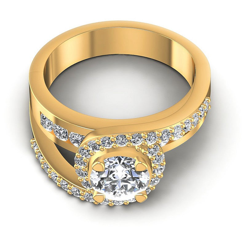 Round Diamonds 1.05CT Engagement Ring in 14KT Yellow Gold