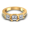 Princess and Round Diamonds 1.01CT Three Stone Ring in 14KT Yellow Gold