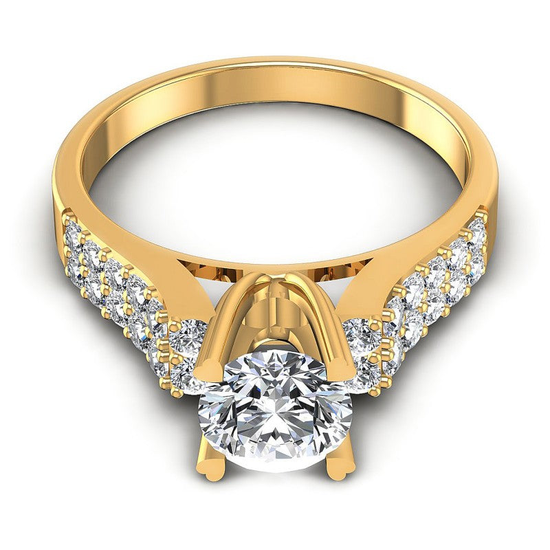 Round Diamonds 0.90CT Engagement Ring in 14KT Yellow Gold