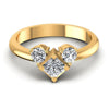 Princess and Round Diamonds 0.55CT Three Stone Ring in 14KT Yellow Gold