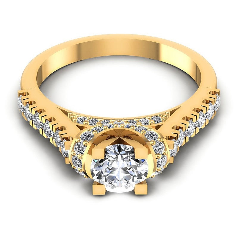 Round Diamonds 0.90CT Engagement Ring in 14KT Yellow Gold