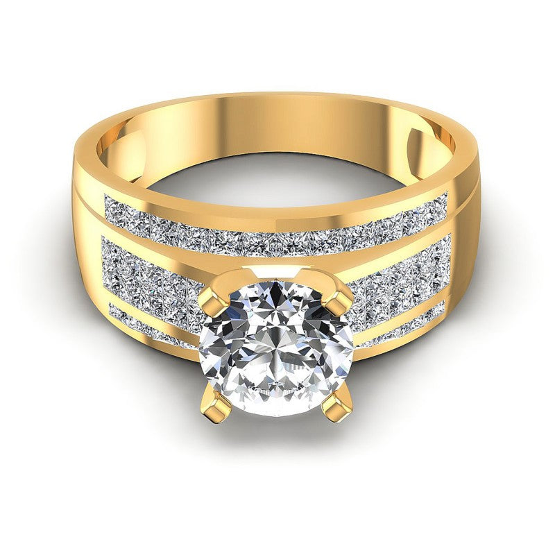 Princess and Round Diamonds 1.30CT Engagement Ring in 14KT Yellow Gold