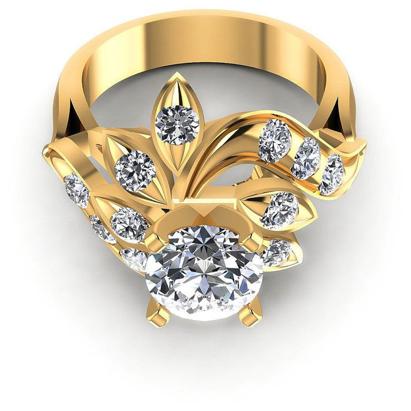 Round Diamonds 1.05CT Engagement Ring in 14KT Yellow Gold