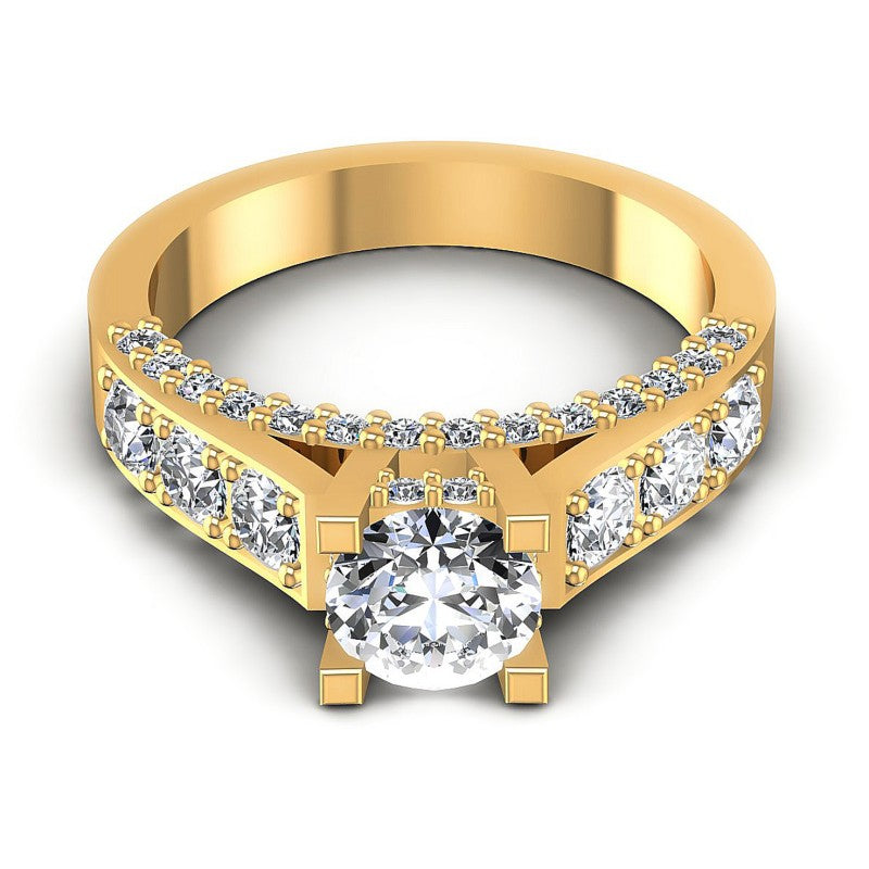 Round Diamonds 1.10CT Engagement Ring in 14KT Yellow Gold