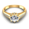 Round and Oval Diamonds 0.70CT Engagement Ring in 14KT Yellow Gold