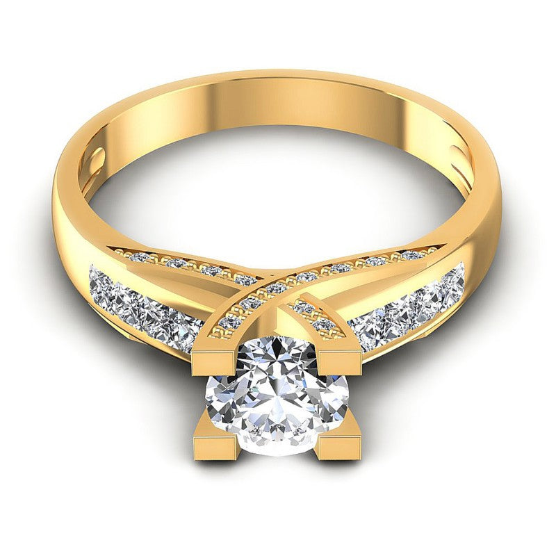 Princess and Round Diamonds 1.00CT Engagement Ring in 14KT Yellow Gold