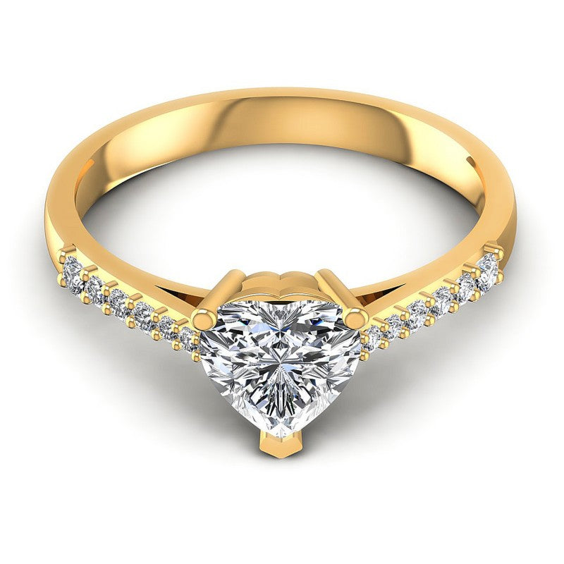 Round and Heart Diamonds 0.55CT Engagement Ring in 14KT Yellow Gold