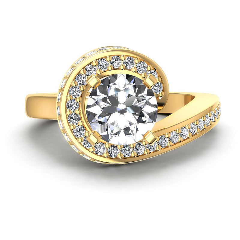 Round Diamonds 0.95CT Engagement Ring in 14KT Yellow Gold