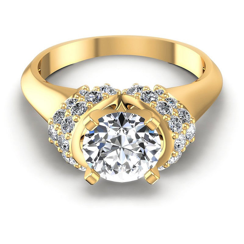 Round Diamonds 0.95CT Engagement Ring in 14KT Yellow Gold