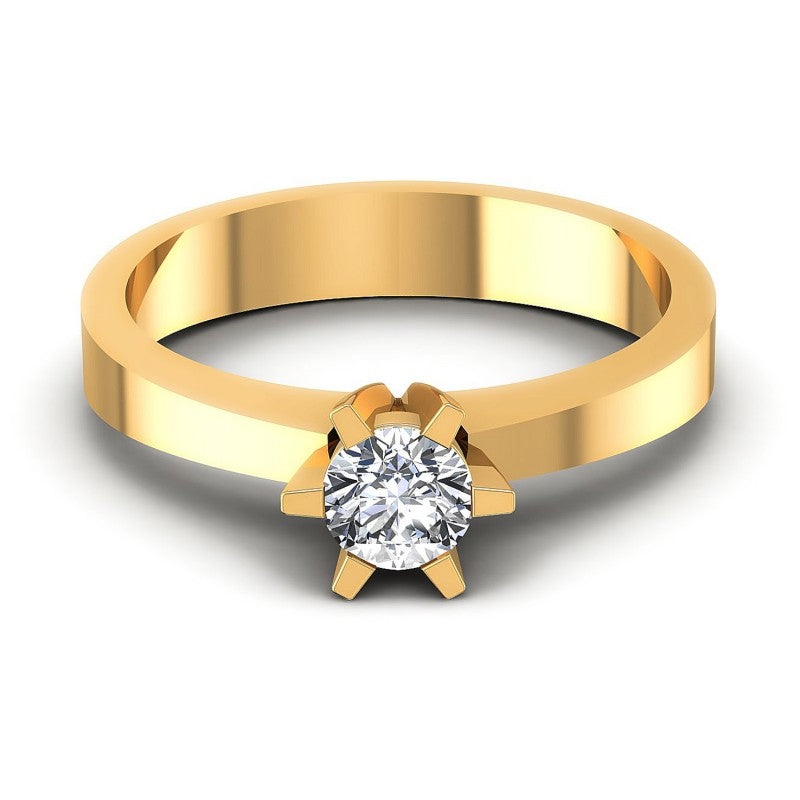 Round Diamonds 0.35CT Solitaire Ring in 14KT Yellow Gold