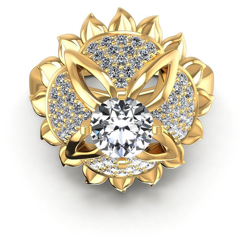 Round Diamonds 1.15CT Engagement Ring in 14KT Yellow Gold