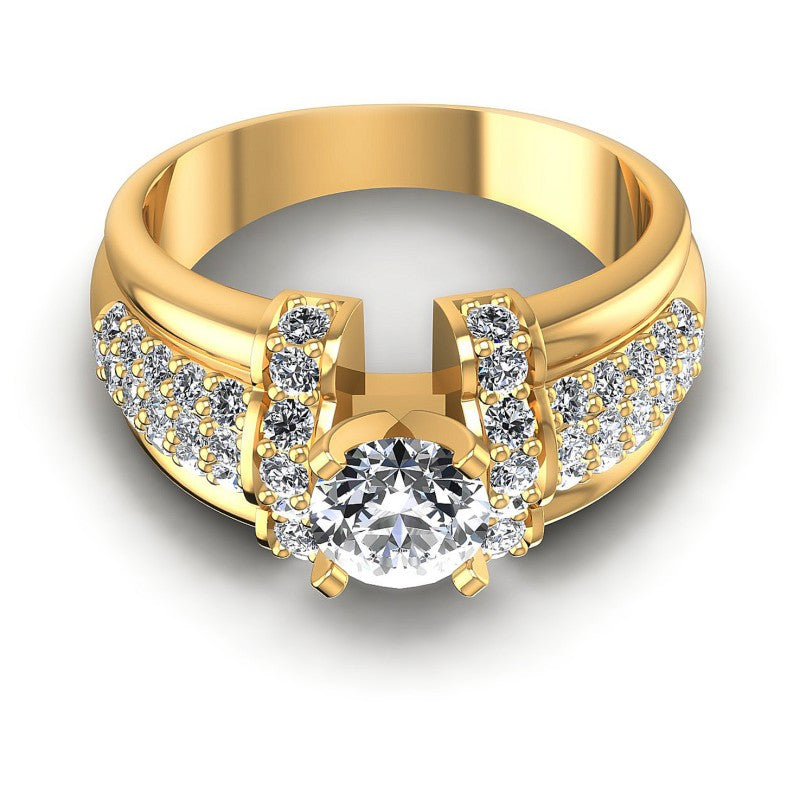Round Diamonds 1.05CT Engagement Ring in 14KT Yellow Gold
