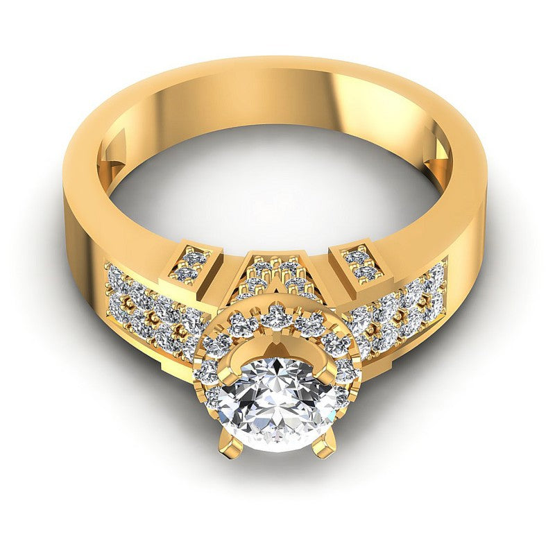 Round Diamonds 0.85CT Engagement Ring in 14KT Yellow Gold