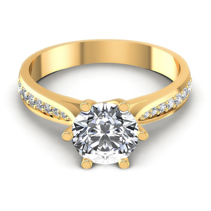 Round Diamonds 0.60CT Engagement Ring in 14KT Yellow Gold