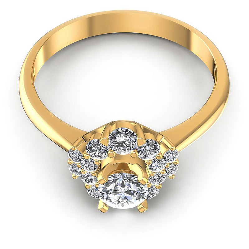 Round Diamonds 0.85CT Halo Ring in 14KT Yellow Gold