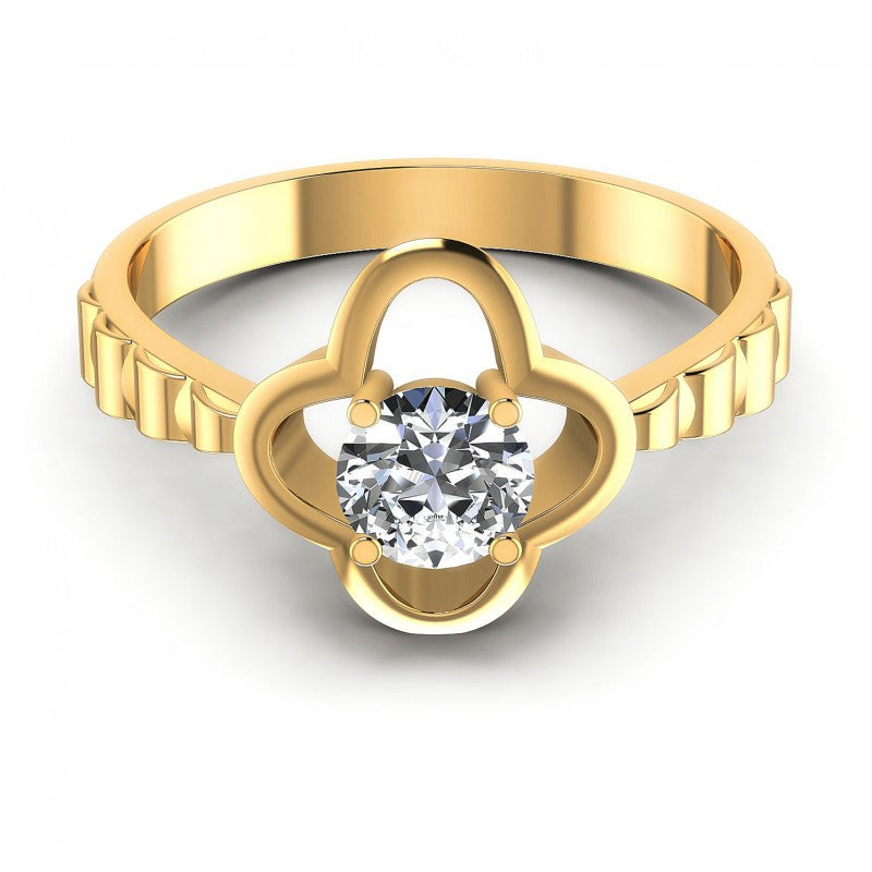 Round Diamonds 0.35CT Solitaire Ring in 14KT Yellow Gold