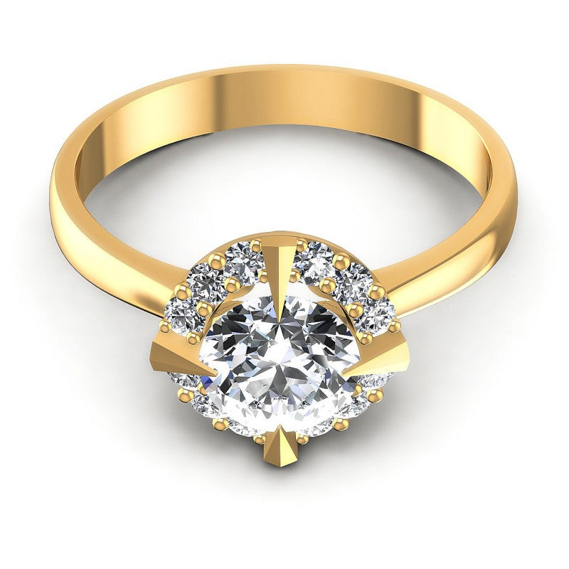 Round Diamonds 0.60CT Halo Ring in 14KT Yellow Gold