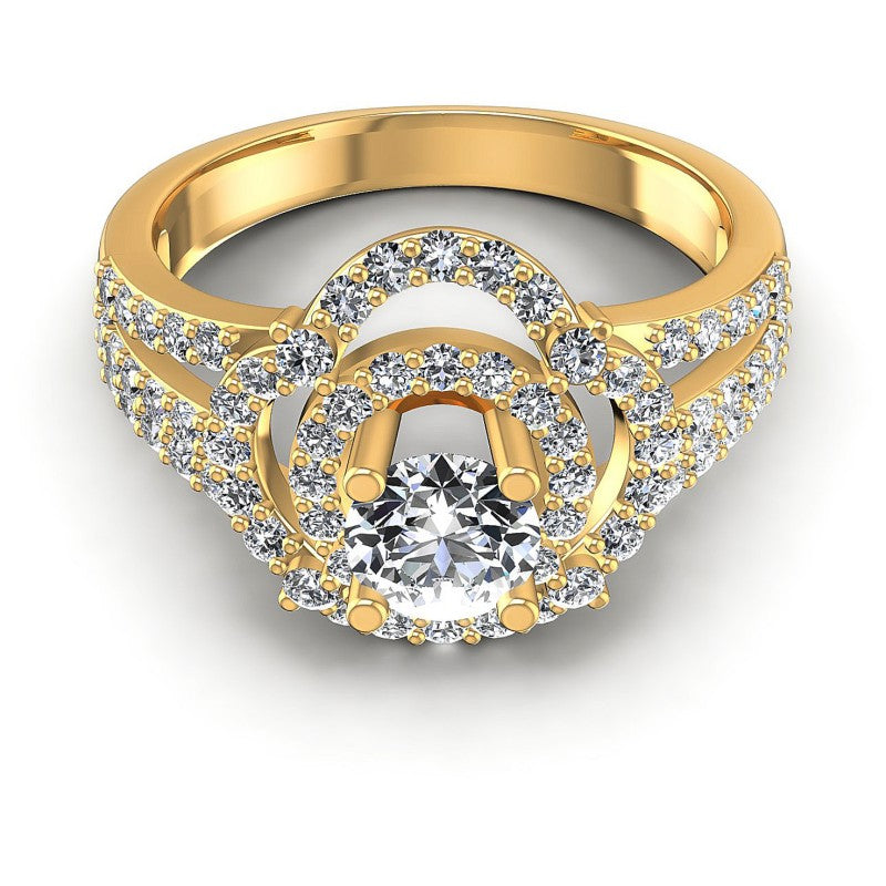 Round Diamonds 1.15CT Halo Ring in 14KT Yellow Gold