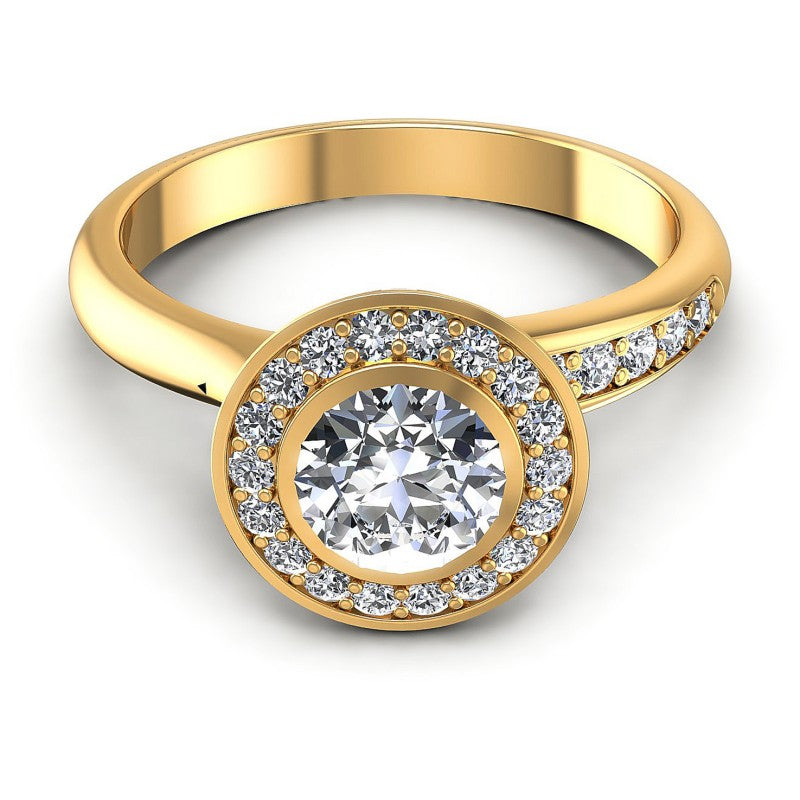 Round Diamonds 0.95CT Halo Ring in 14KT Yellow Gold