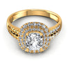 Round and Cushion Diamonds 1.00CT Halo Ring in 14KT Yellow Gold
