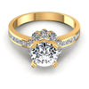 Princess and Round Diamonds 1.05CT Halo Ring in 14KT Yellow Gold