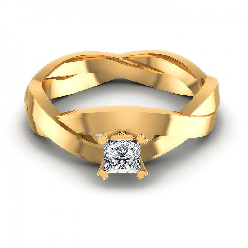 Princess Diamonds 0.35CT Solitaire Ring in 14KT Yellow Gold