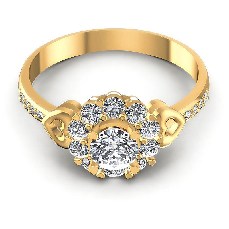 Round Diamonds 0.80CT Halo Ring in 14KT Yellow Gold