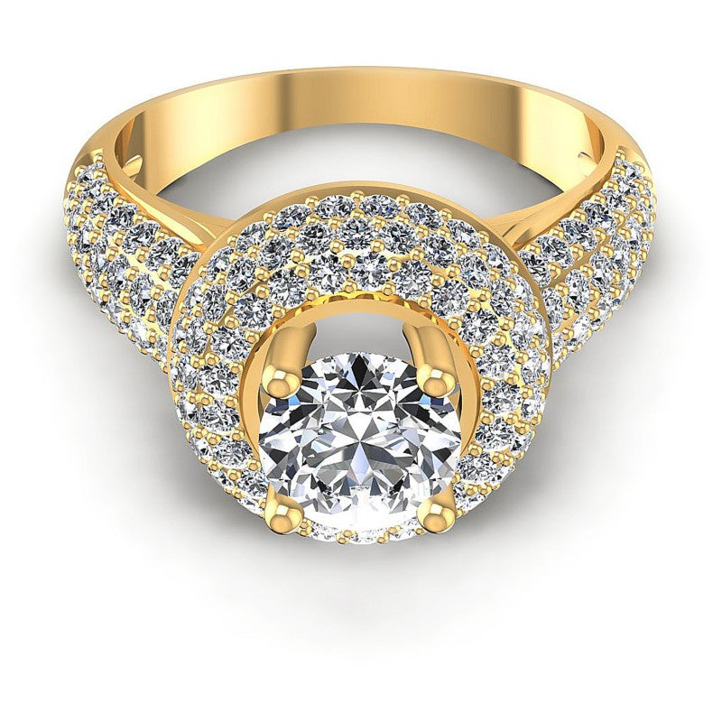 Round Diamonds 1.50CT Halo Ring in 14KT Yellow Gold