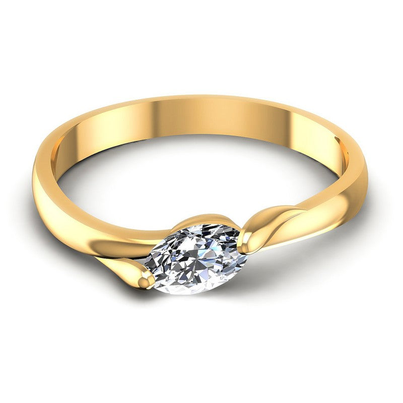 Oval Diamonds 0.35CT Solitaire Ring in 14KT Yellow Gold