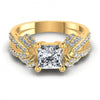 Princess and Round Diamonds 0.85CT Engagement Ring in 14KT Yellow Gold